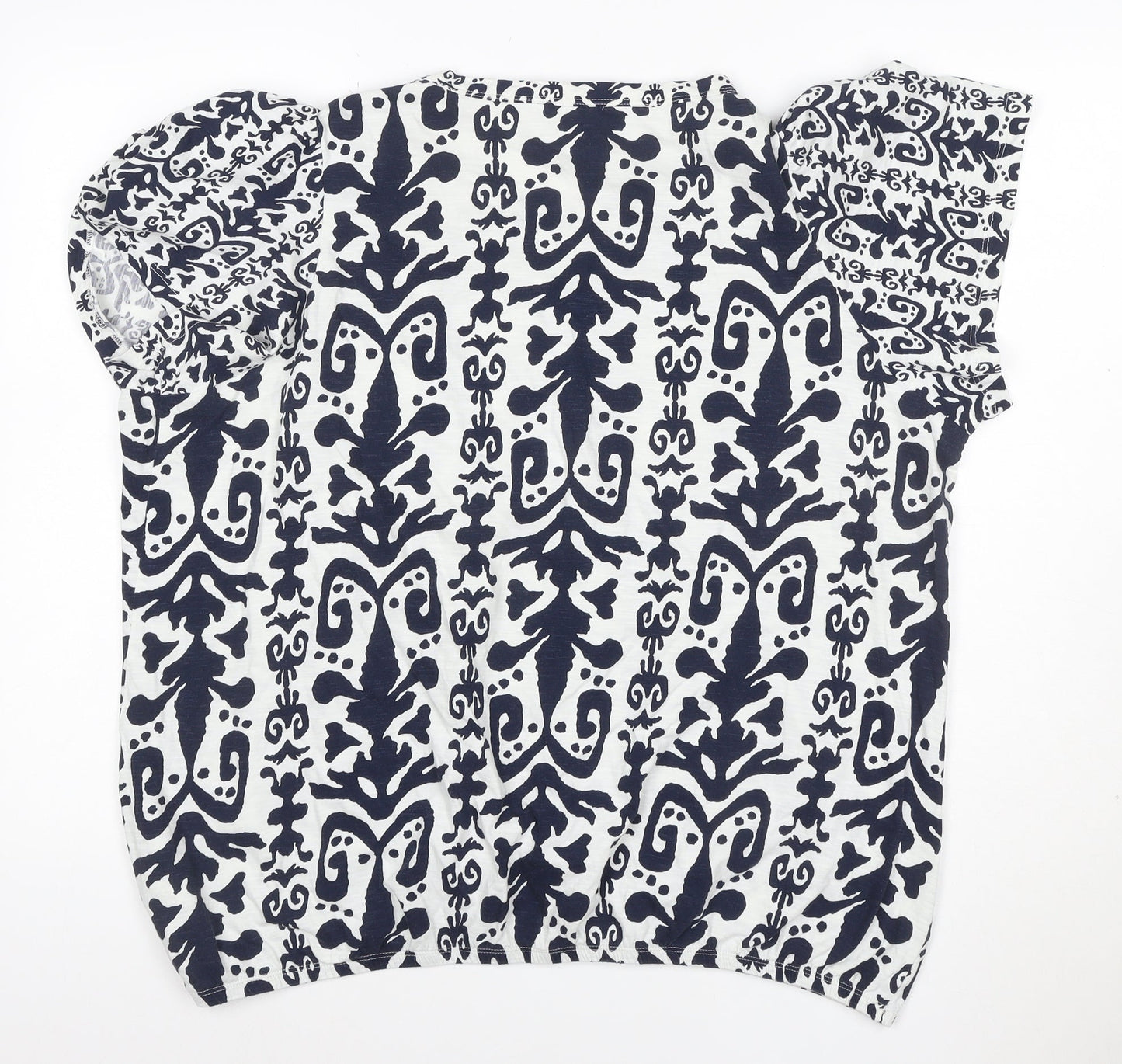 NEXT Women Blue White Floral Short Sleeve Cotton Blouse UK 22