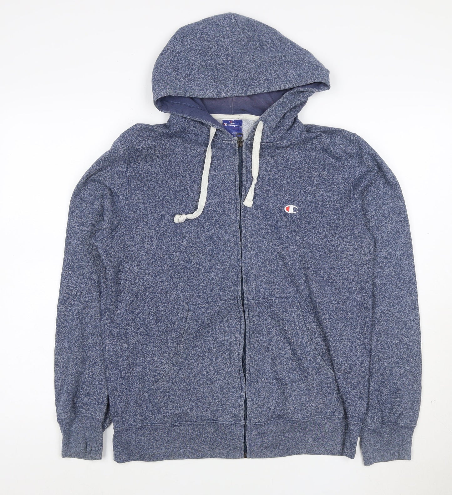 Champion Men Blue Full Zip Hoodie Size L Fleece Regular Fit