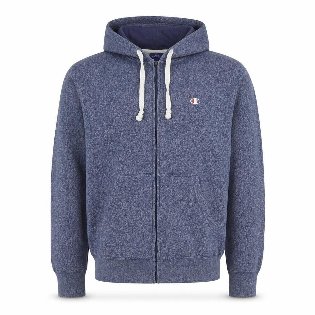 Champion Men Blue Full Zip Hoodie Size L Fleece Regular Fit