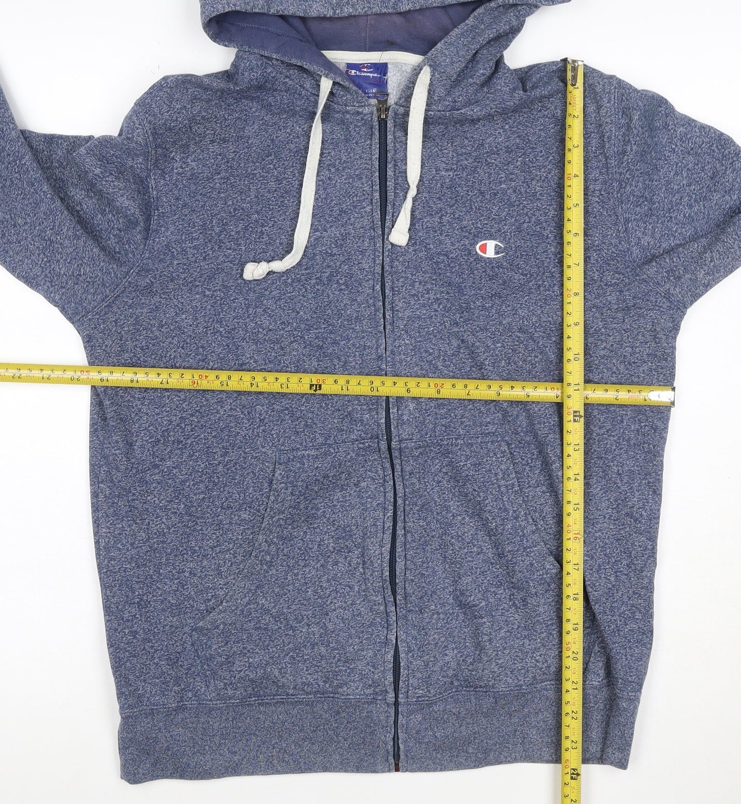 Champion Men Blue Full Zip Hoodie Size L Fleece Regular Fit