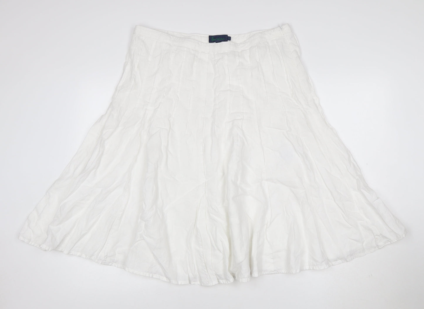 Boden Women White Linen A-Line Midi Skirt Size 16