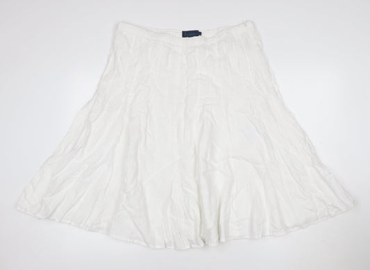 Boden Women White Linen A-Line Midi Skirt Size 16