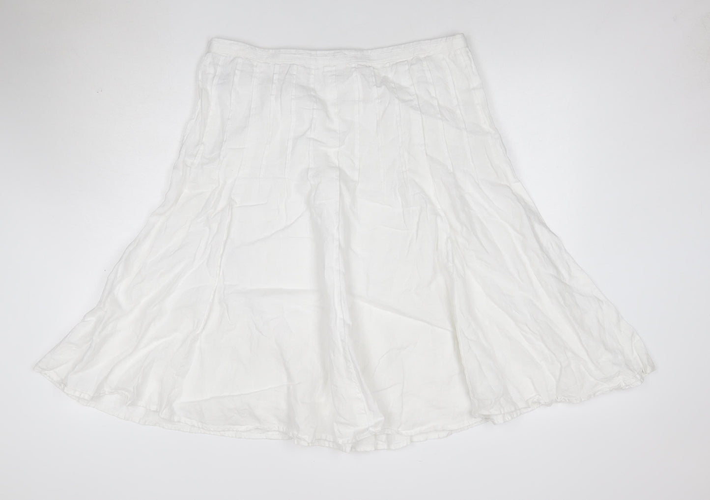 Boden Women White Linen A-Line Midi Skirt Size 16