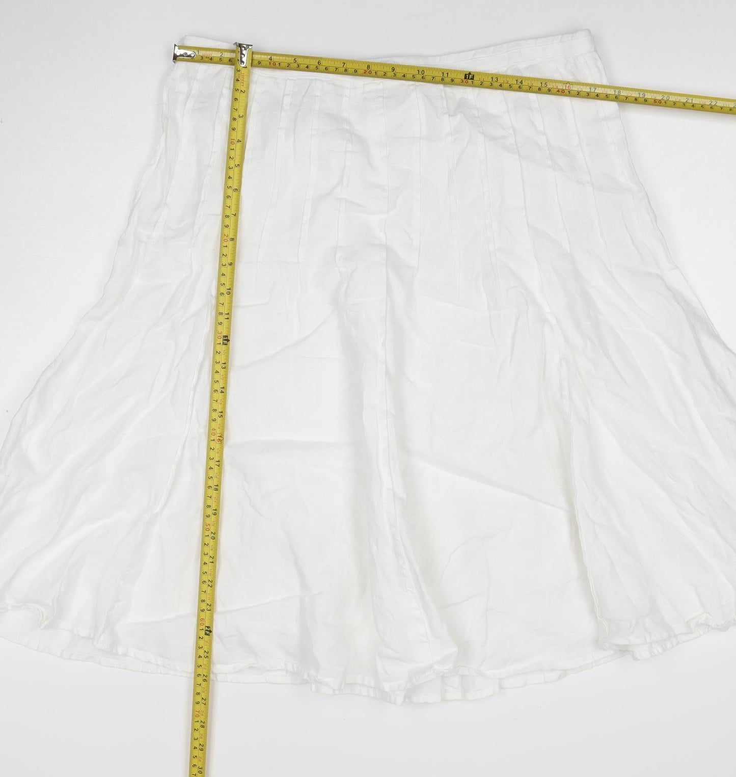 Boden Women White Linen A-Line Midi Skirt Size 16