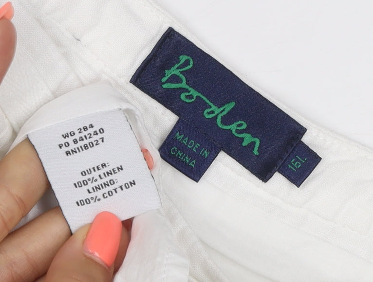 Boden Women White Linen A-Line Midi Skirt Size 16