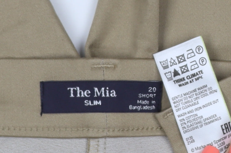 Marks and Spencer Women Beige Slim Chino Trousers Size 20 Short