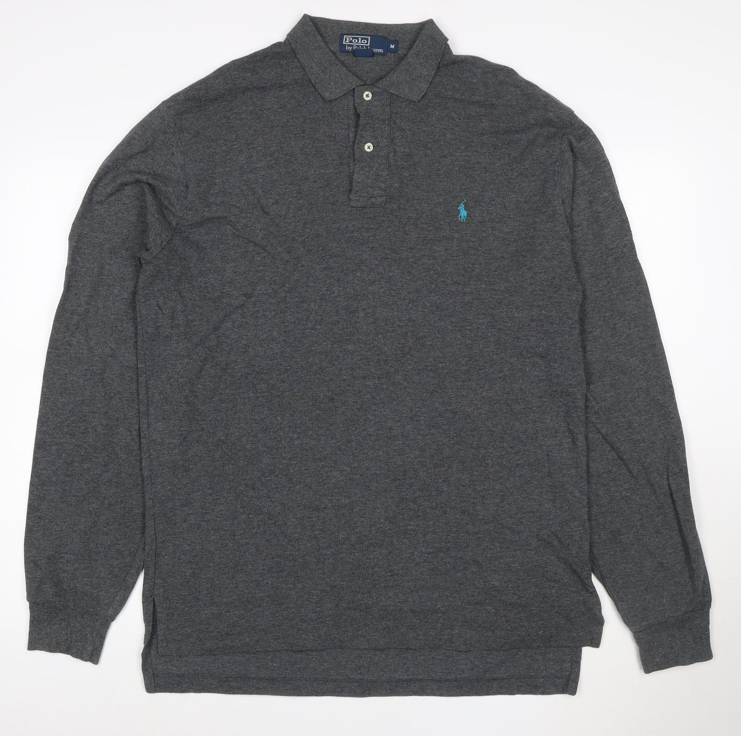 Polo Ralph Lauren Men's Grey Long Sleeve Cotton Polo Shirt M
