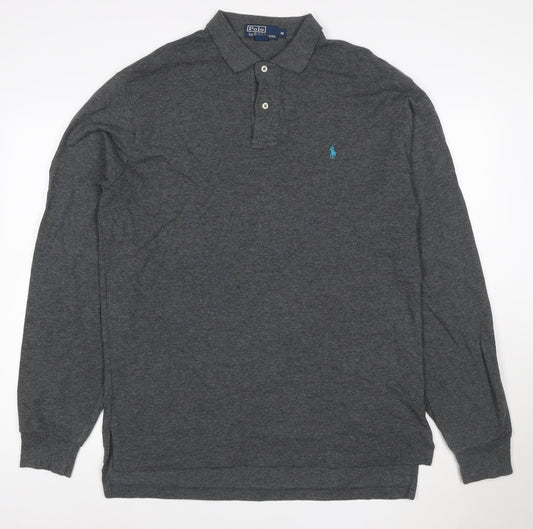 Polo Ralph Lauren Men's Grey Long Sleeve Cotton Polo Shirt M