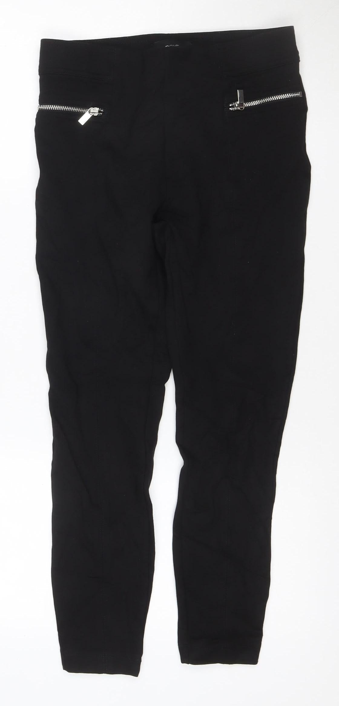 Next Women's Black Mid Rise Zip Detail Stretch Leggings Size 10