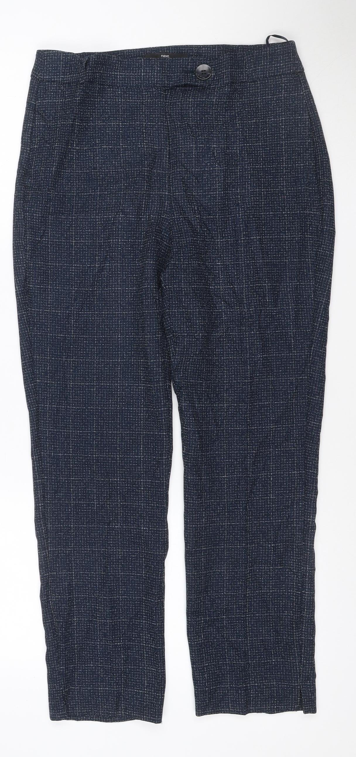 Next Women Blue Geometric Straight Trousers Size 10