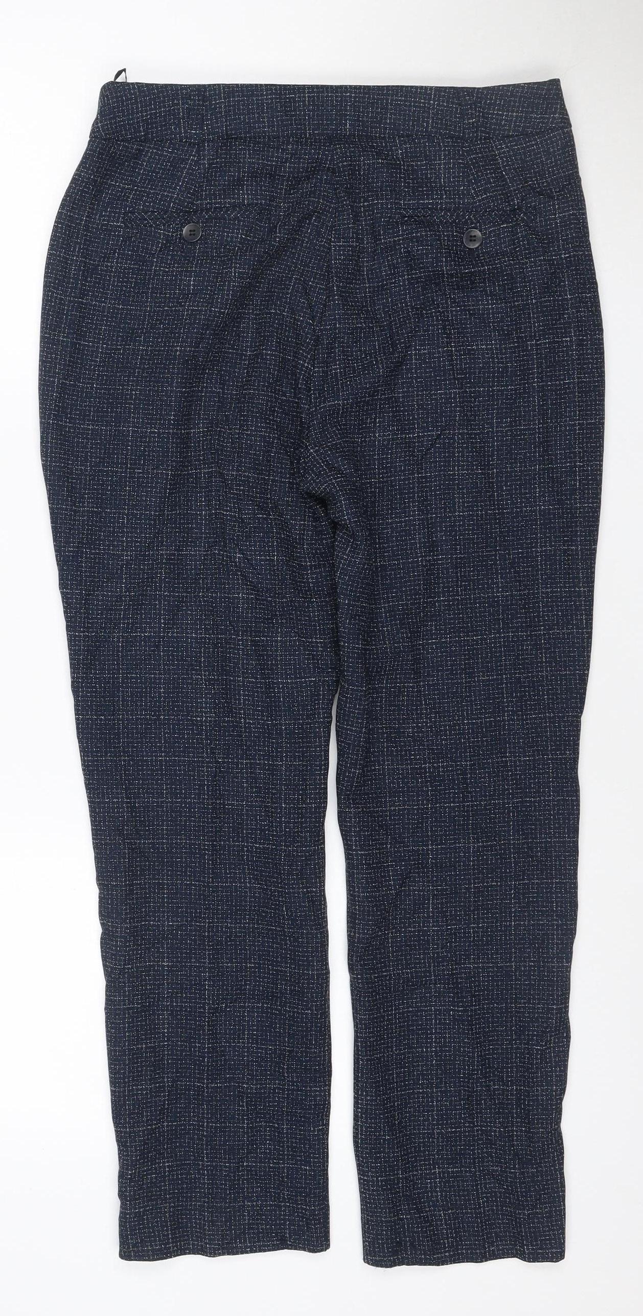 Next Women Blue Geometric Straight Trousers Size 10