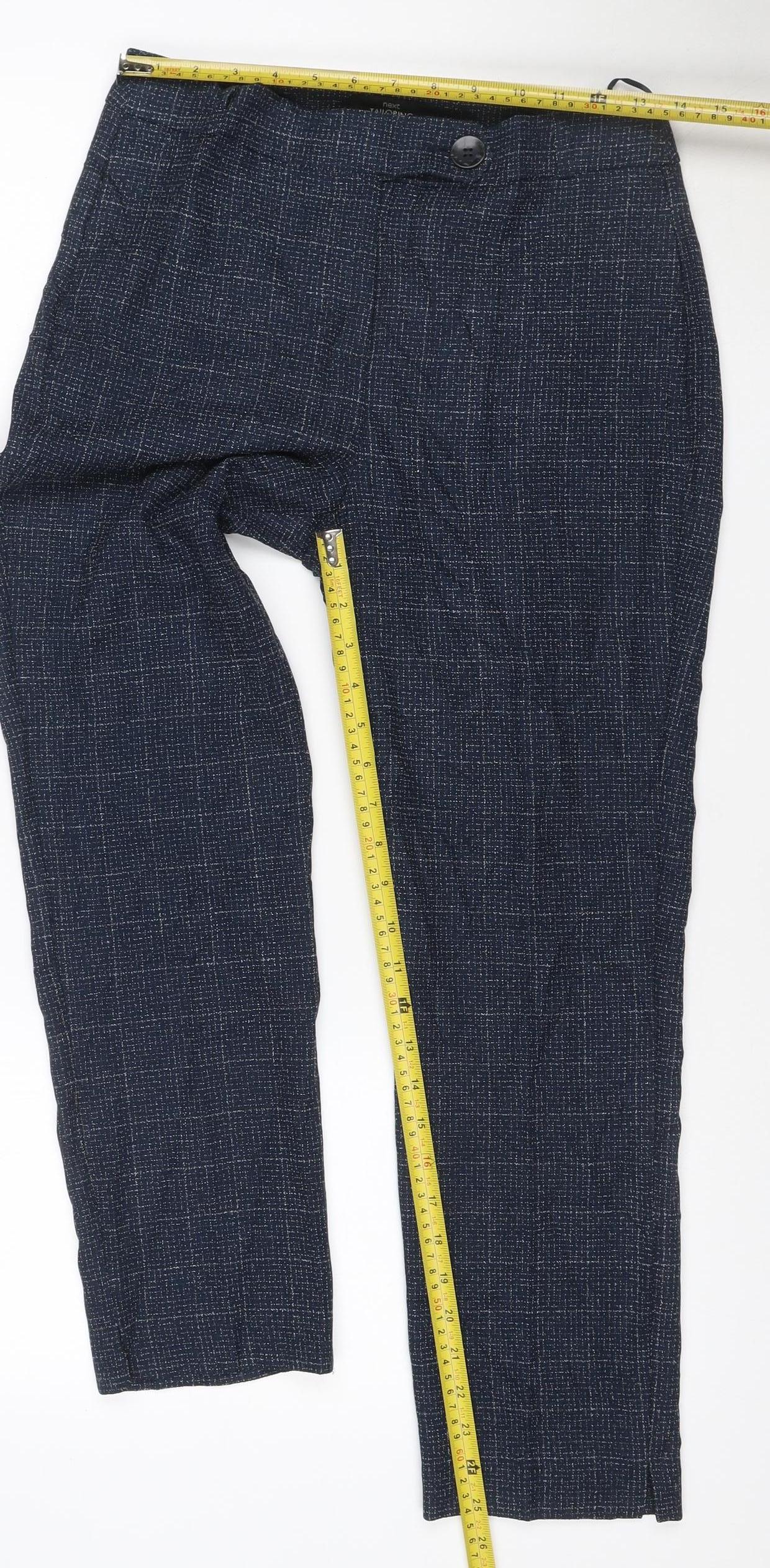 Next Women Blue Geometric Straight Trousers Size 10