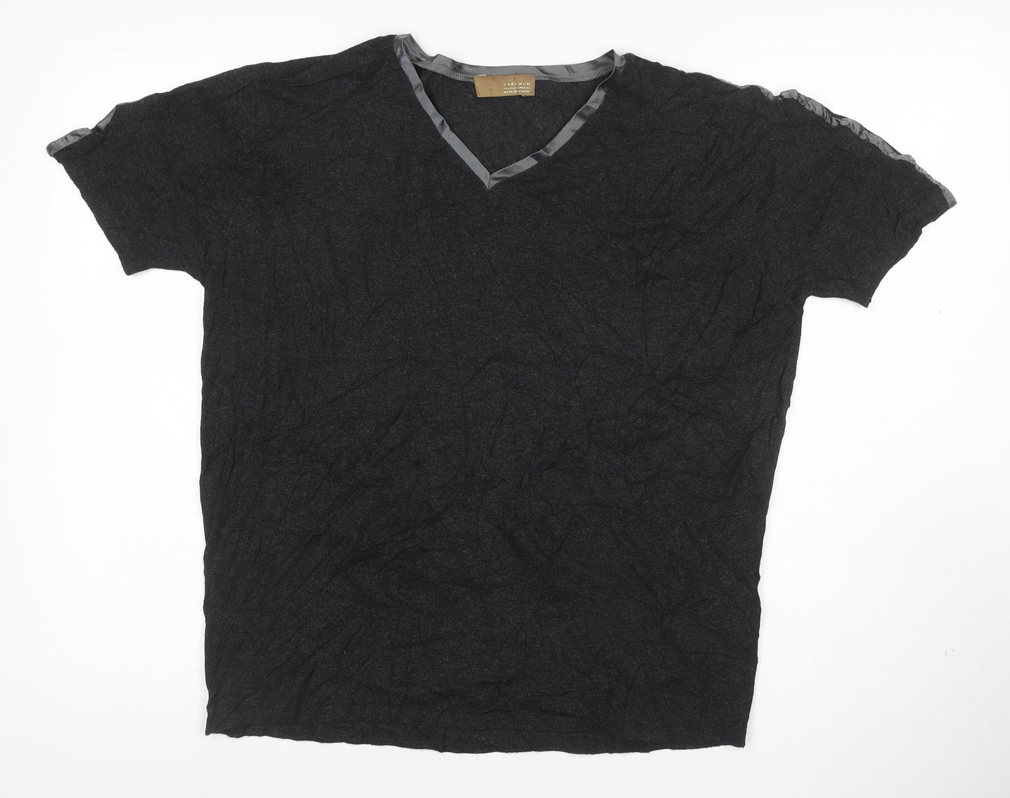 Zara Man Men's Black V-Neck Short Sleeve T-Shirt XL Classic Fit
