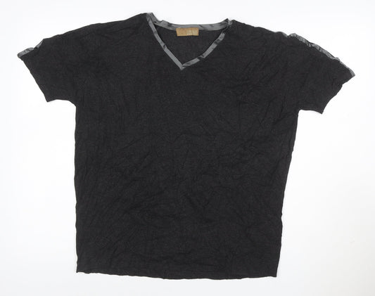 Zara Man Men's Black V-Neck Short Sleeve T-Shirt XL Classic Fit
