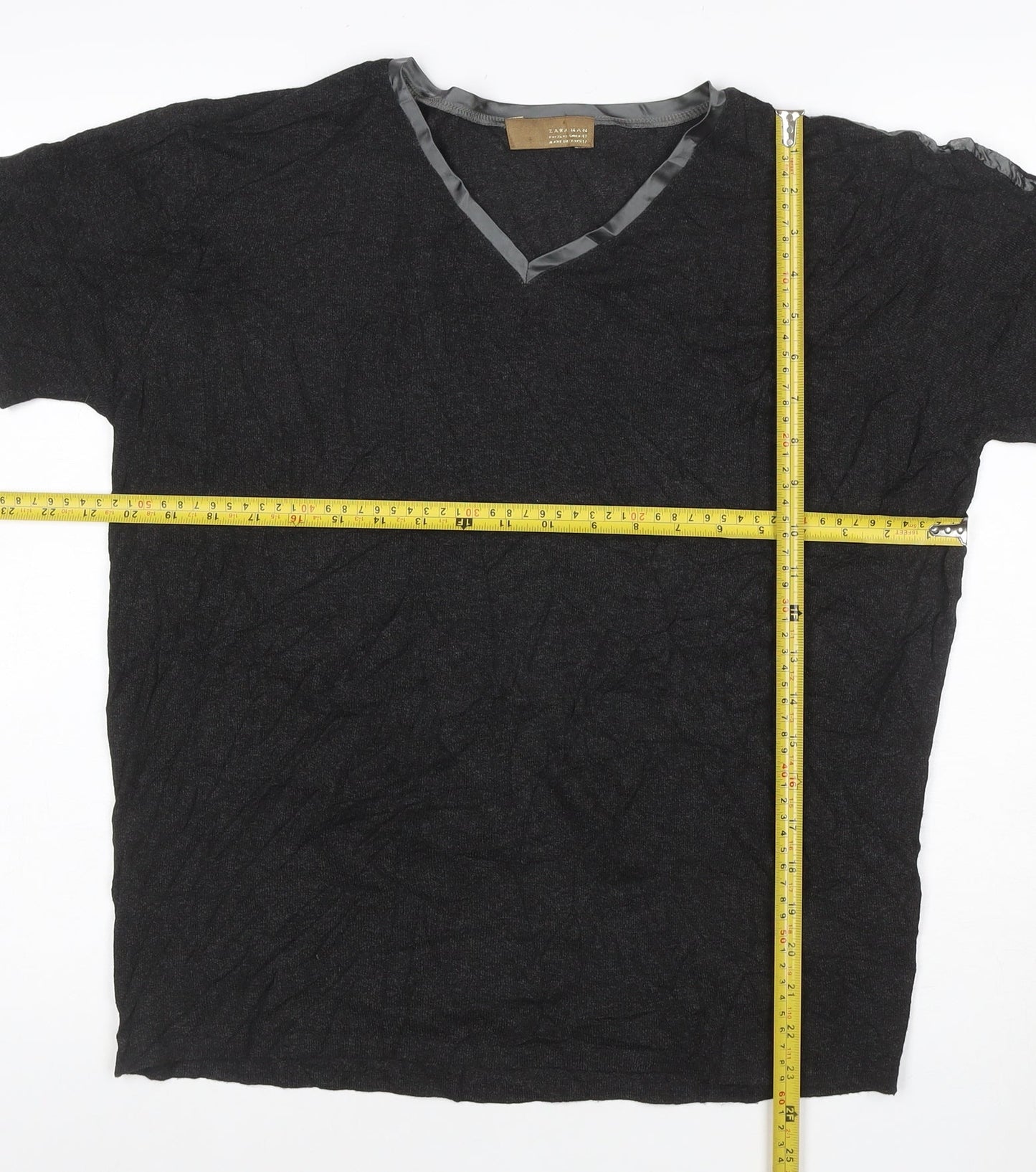 Zara Man Men's Black V-Neck Short Sleeve T-Shirt XL Classic Fit