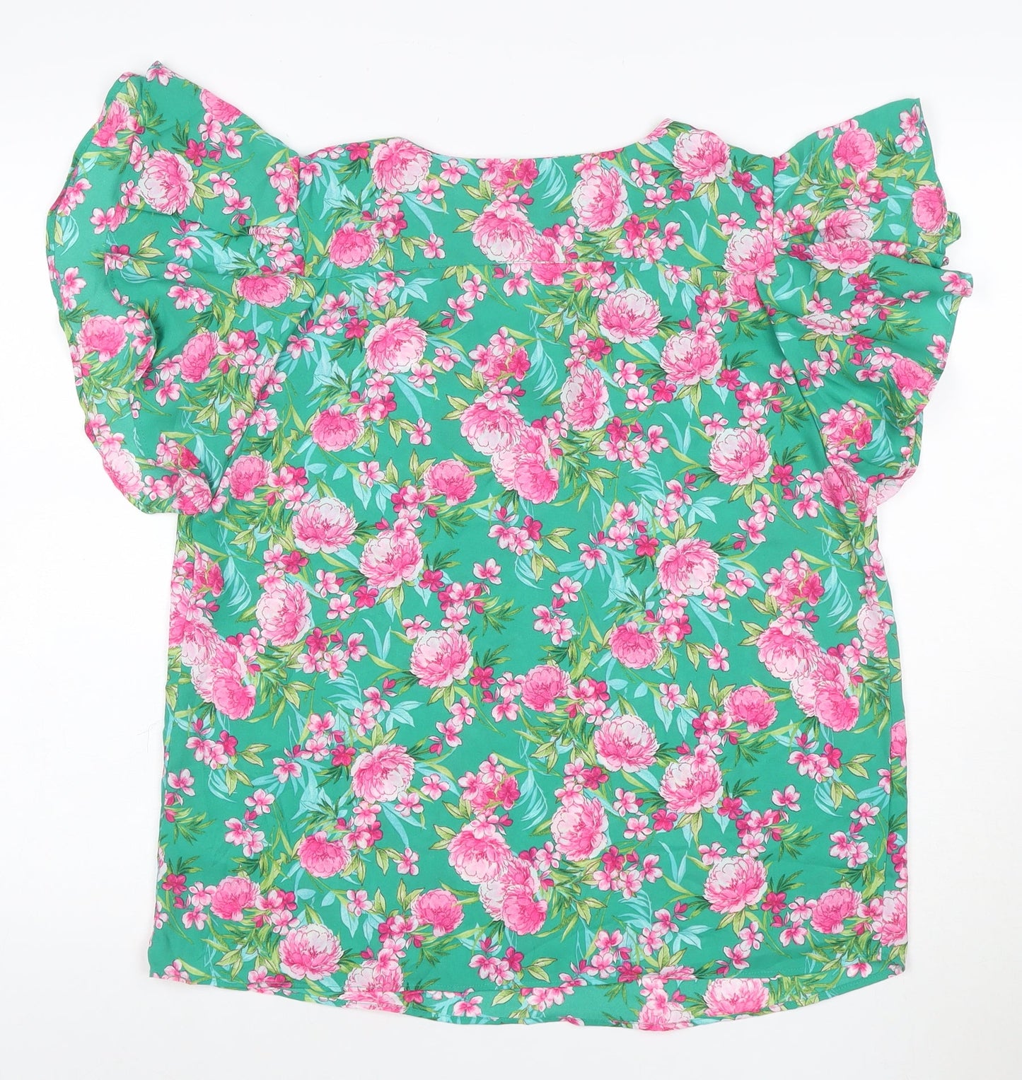 Counterparts Women's Multicoloured Floral Ruffle Short Sleeve Blouse M