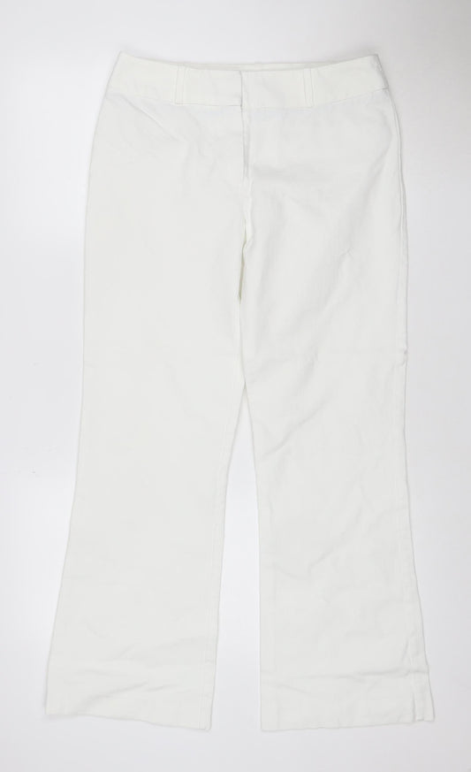 Next Women White Straight Leg Jeans Size 10 Regular Cotton