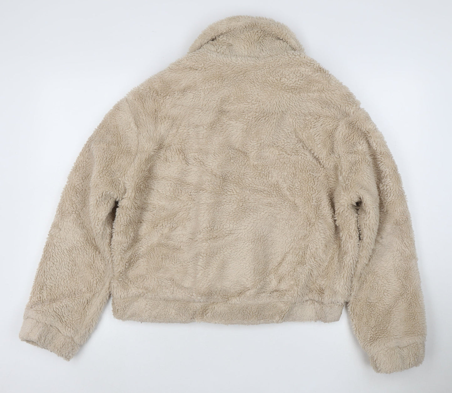 Urban Outfitters Women Beige Fleece Zip Jacket M Regular Short