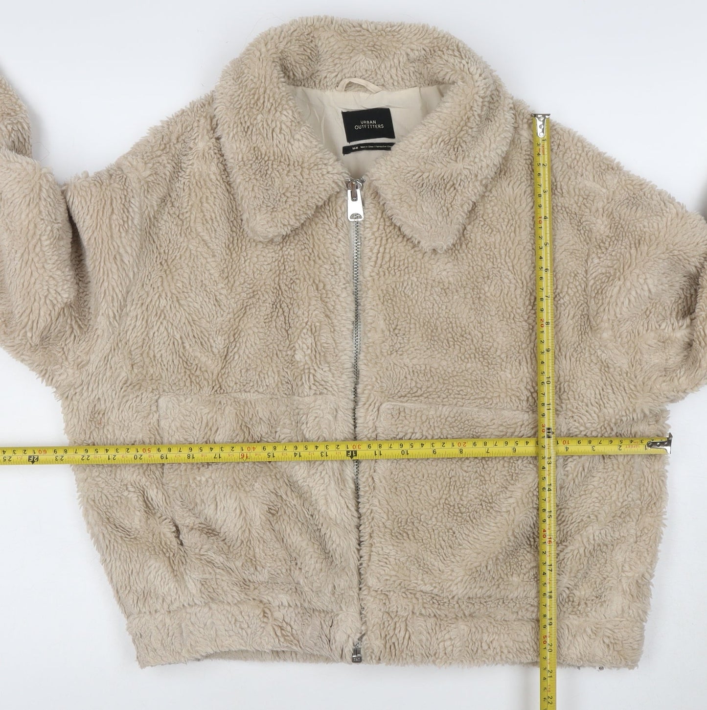Urban Outfitters Women Beige Fleece Zip Jacket M Regular Short