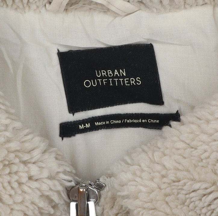 Urban Outfitters Women Beige Fleece Zip Jacket M Regular Short