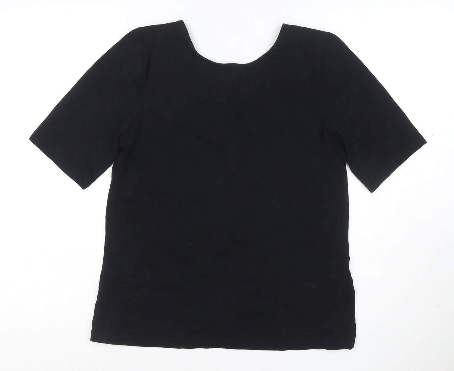 Warehouse Women’s Black Size 14 Scoop Neck Cotton Stretch T-Shirt