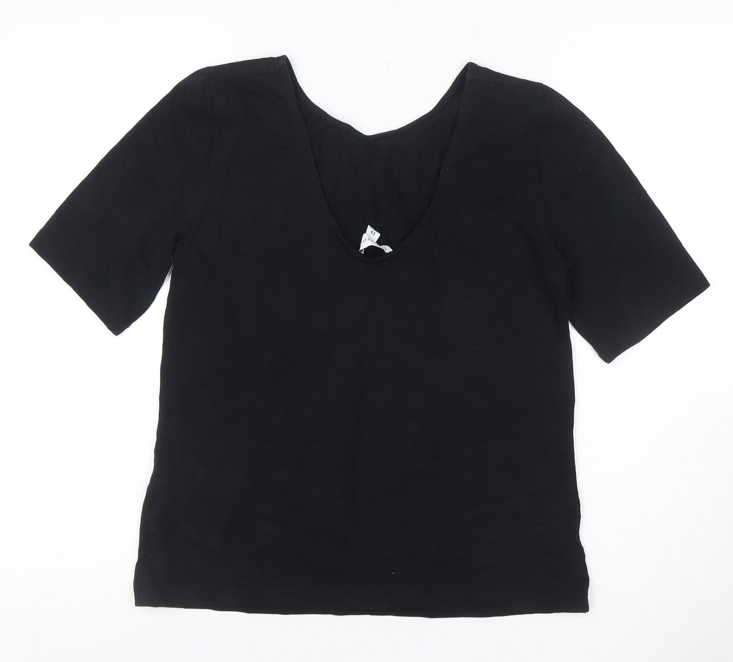 Warehouse Women’s Black Size 14 Scoop Neck Cotton Stretch T-Shirt