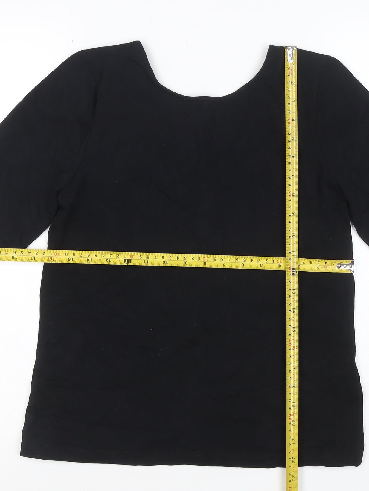 Warehouse Women’s Black Size 14 Scoop Neck Cotton Stretch T-Shirt