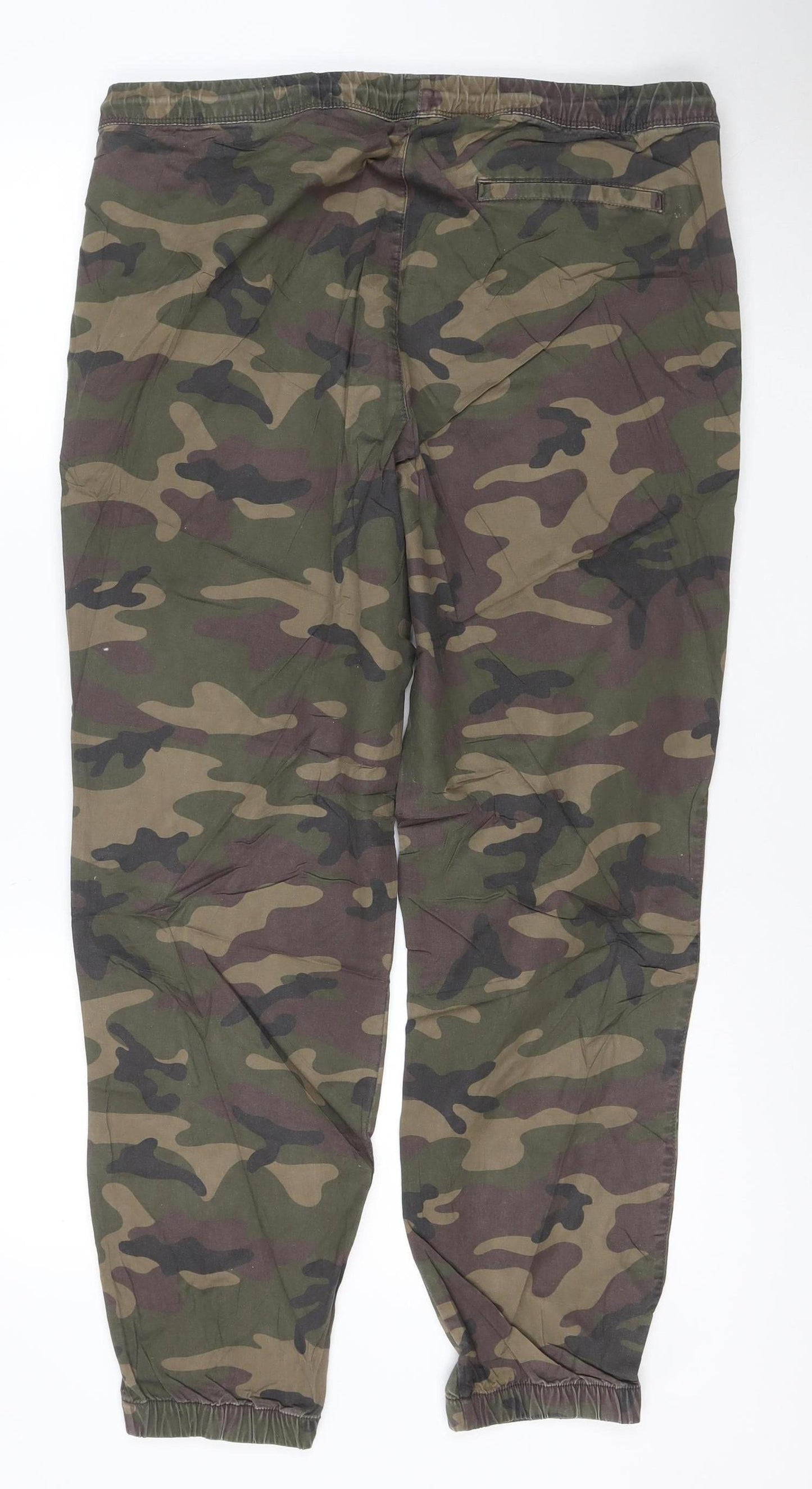 GAP Women's Green Camouflage Cotton Jogger Trousers Size L