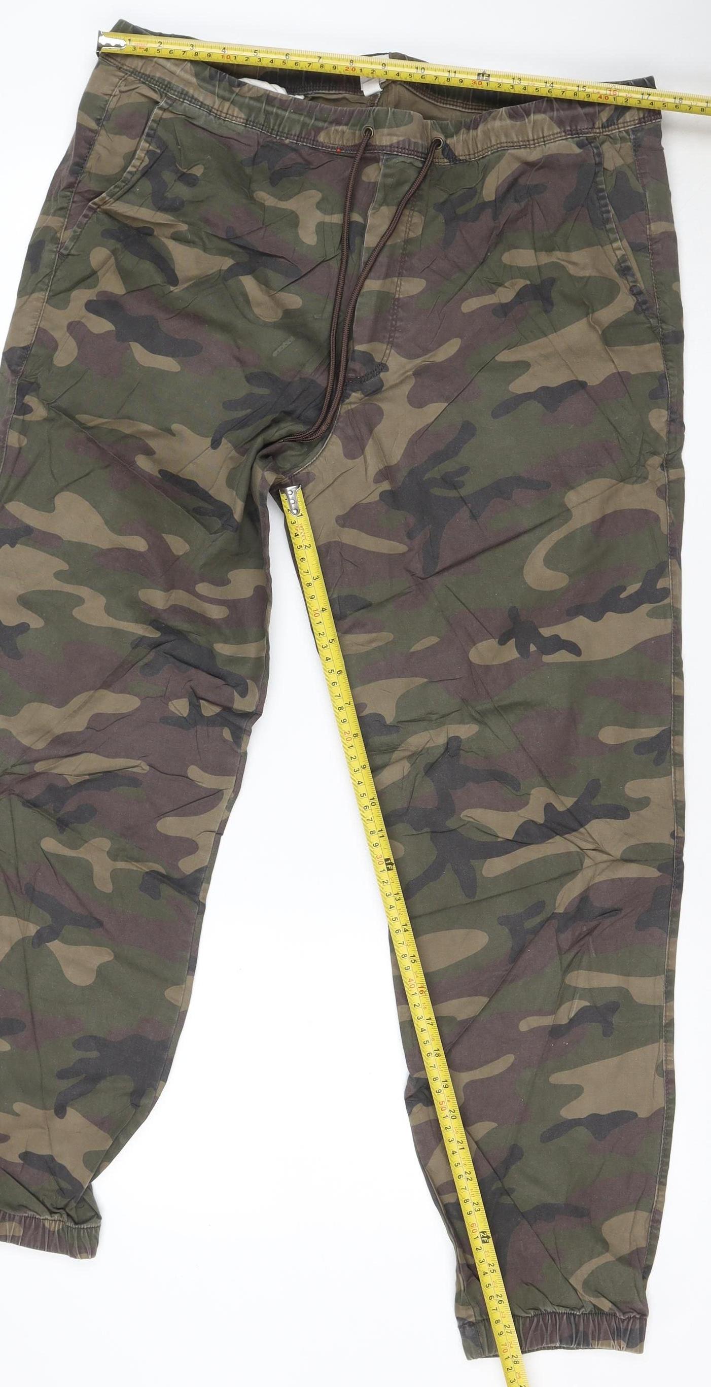 GAP Women's Green Camouflage Cotton Jogger Trousers Size L
