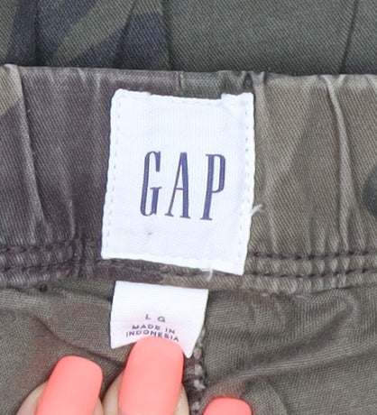 GAP Women's Green Camouflage Cotton Jogger Trousers Size L
