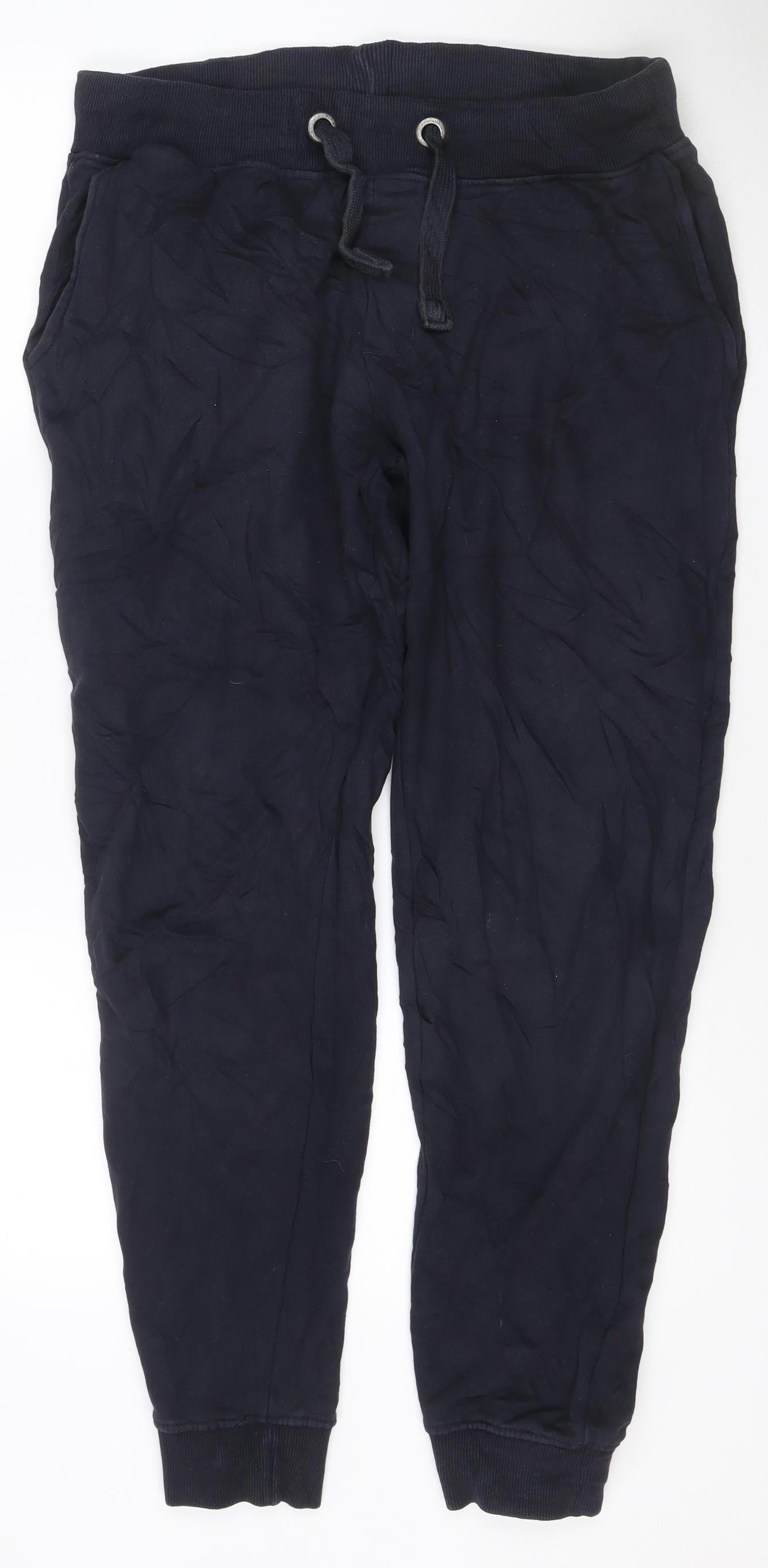 French Connection Men's Black Jogger Trousers L Lightweight Cotton Blend