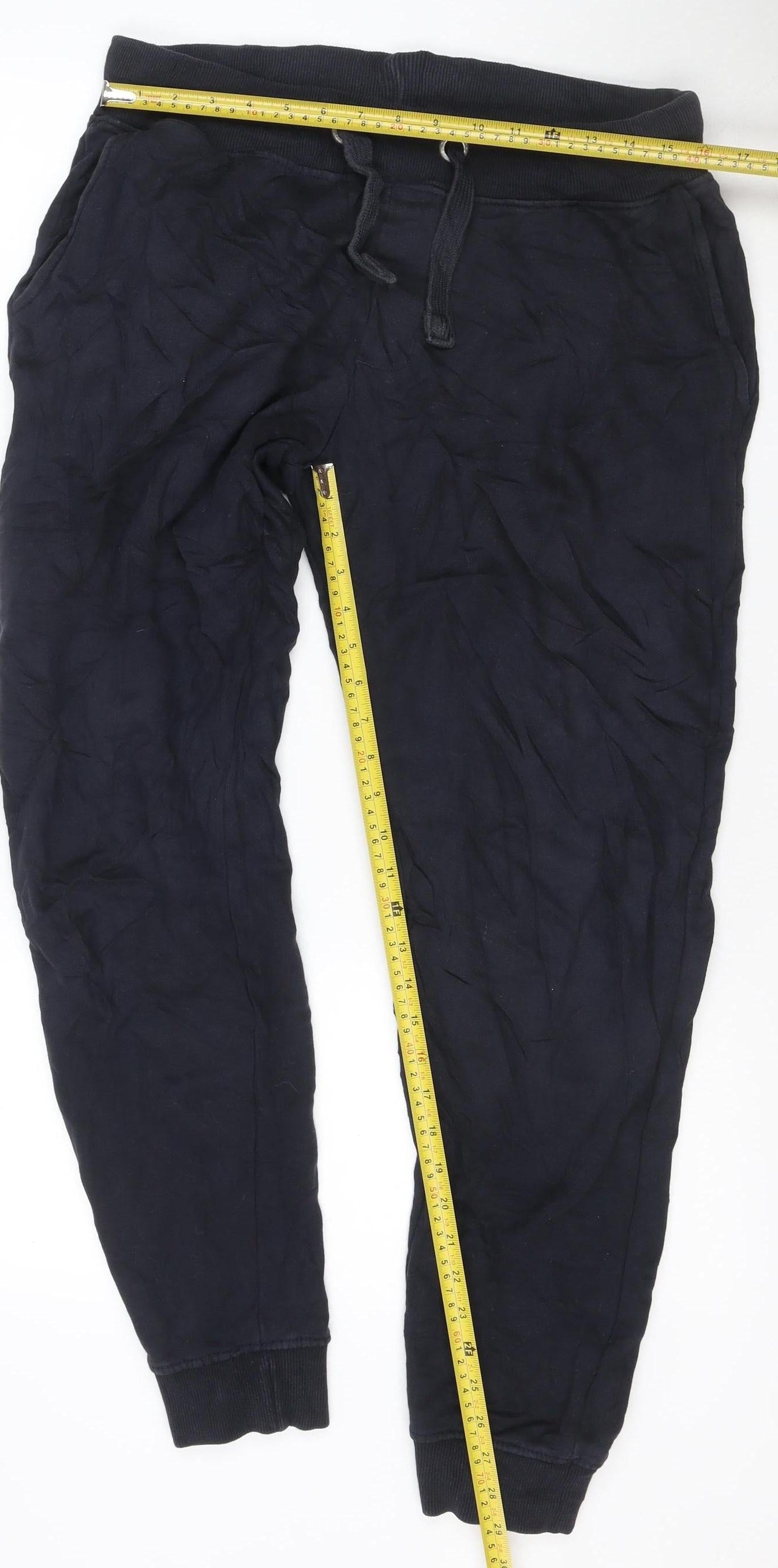 French Connection Men's Black Jogger Trousers L Lightweight Cotton Blend