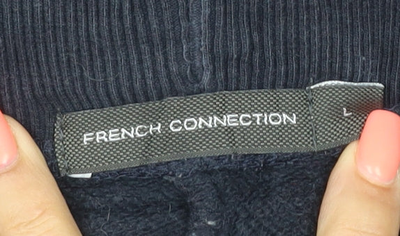 French Connection Men's Black Jogger Trousers L Lightweight Cotton Blend