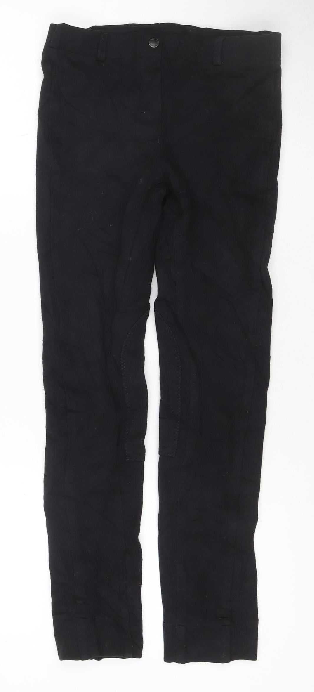 Requisite Girls Black Riding Trousers 11-12 Years Cotton Stretch Breeches
