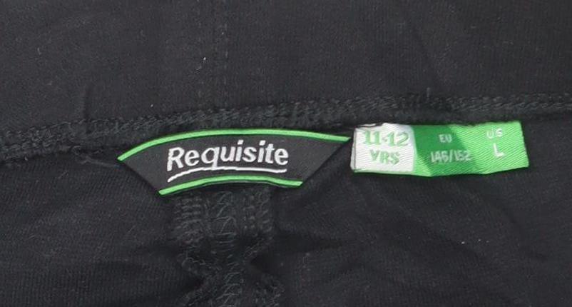 Requisite Girls Black Riding Trousers 11-12 Years Cotton Stretch Breeches