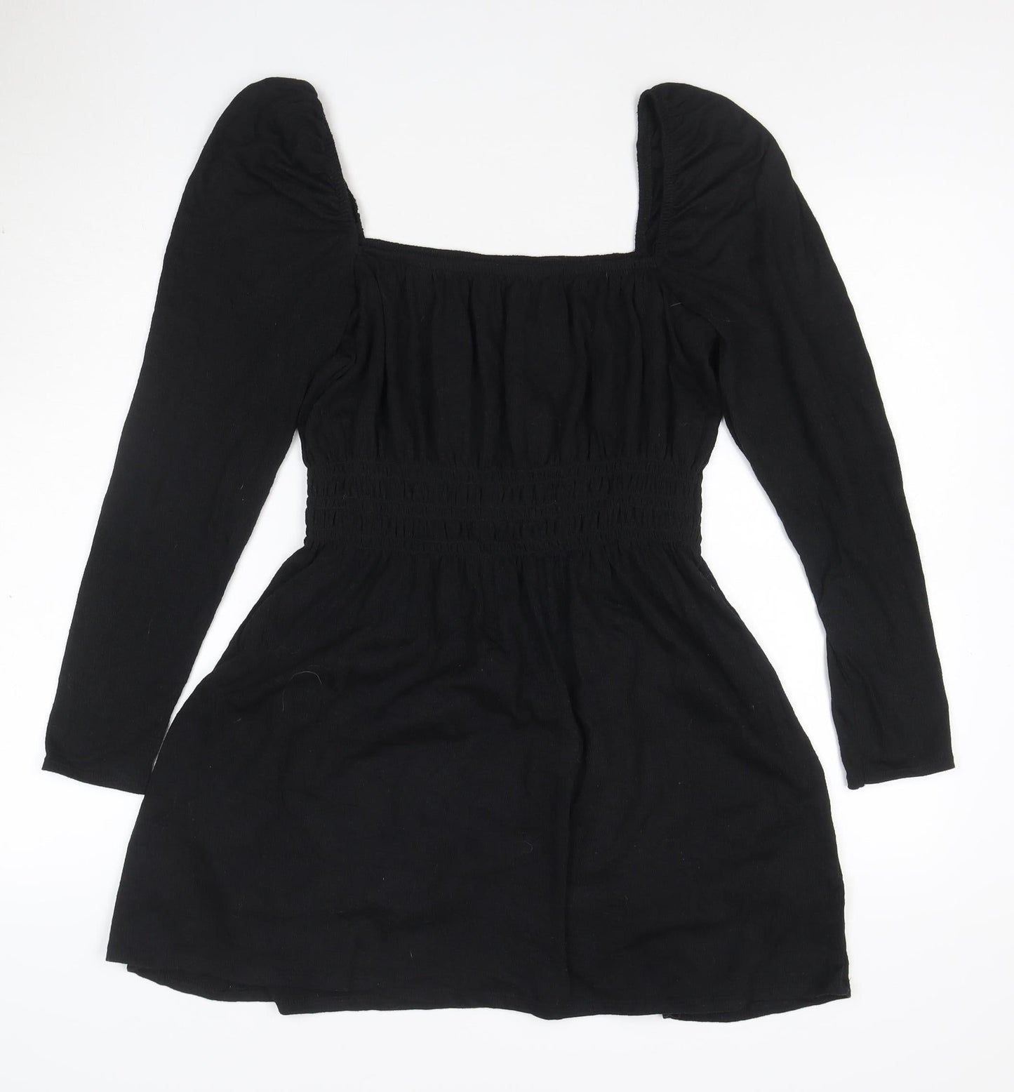 H&M Divided Women's Black A-Line Puff Sleeve Mini Dress M