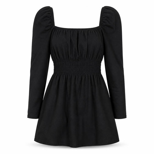 H&M Divided Women's Black A-Line Puff Sleeve Mini Dress M
