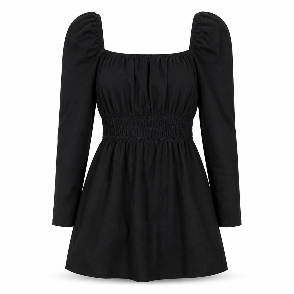 H&M Divided Women's Black A-Line Puff Sleeve Mini Dress M