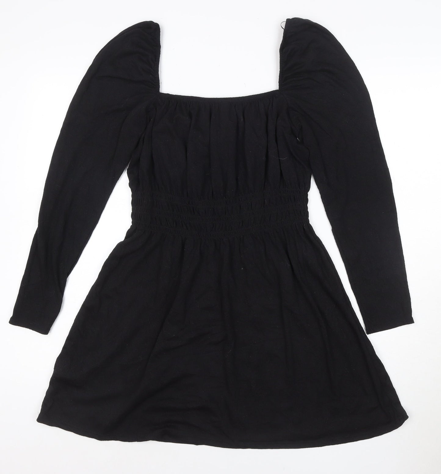 H&M Divided Women's Black A-Line Puff Sleeve Mini Dress M