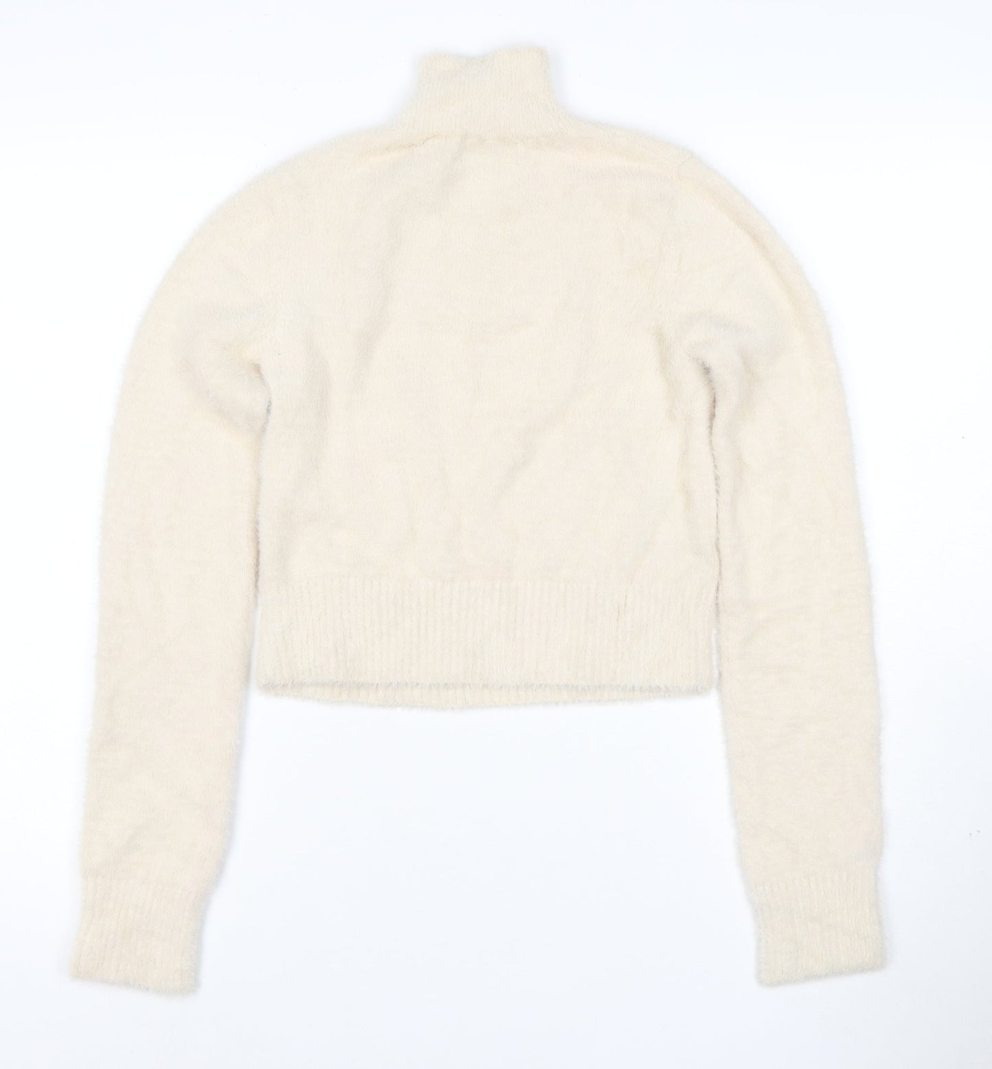Bershka Women Ivory Roll Neck Knit Pullover Jumper Size M