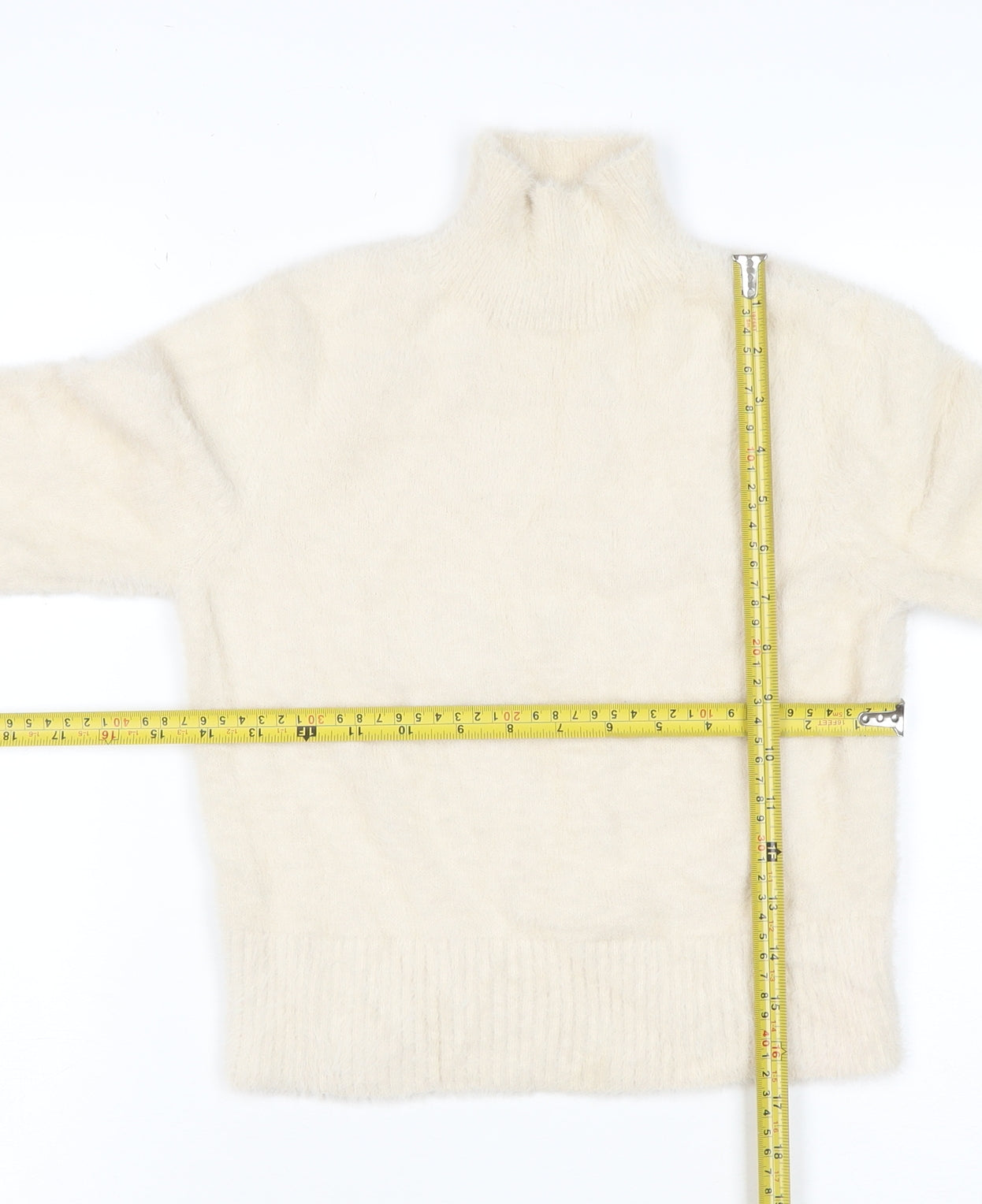 Bershka Women Ivory Roll Neck Knit Pullover Jumper Size M