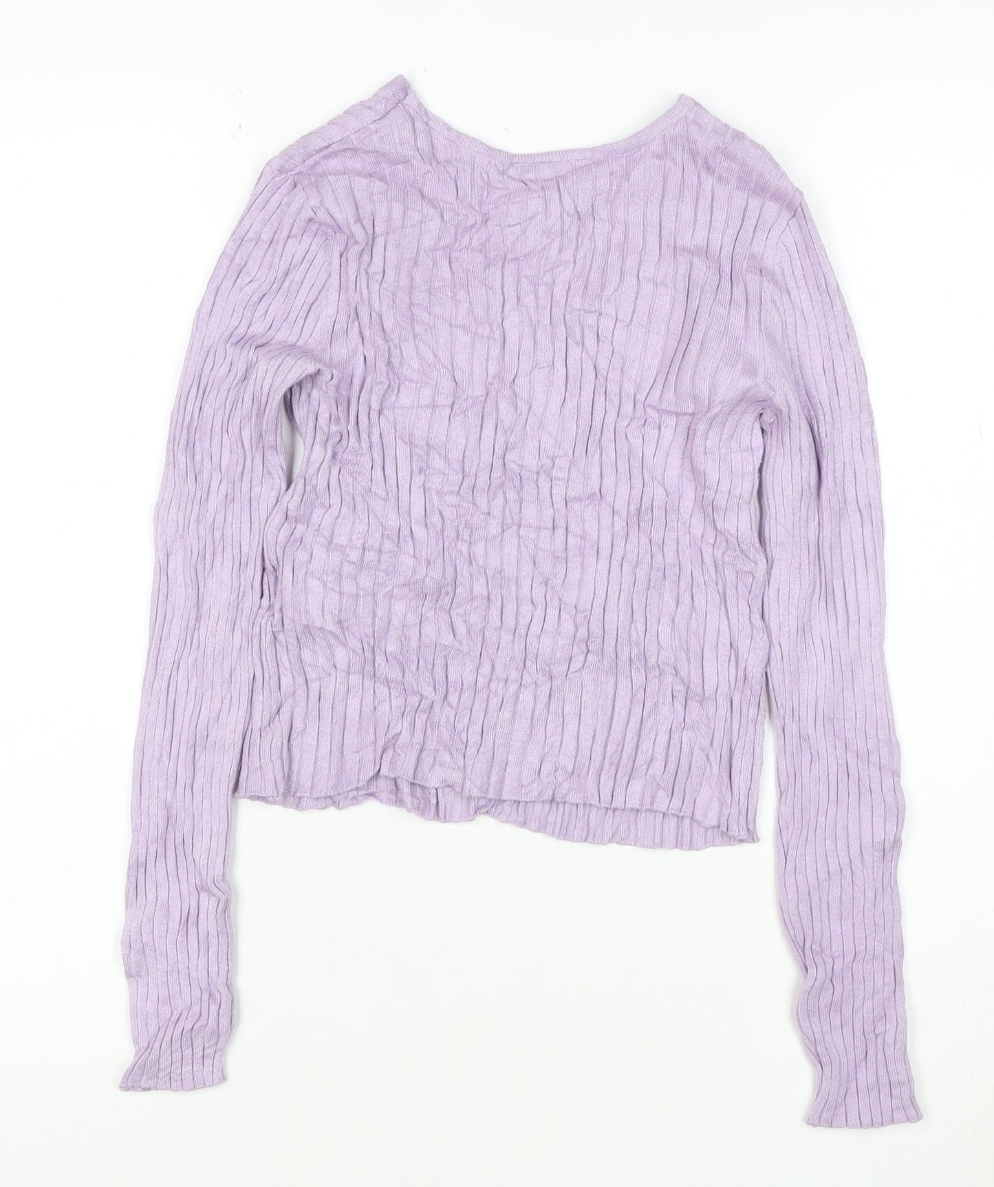 Monki Women Purple V-Neck Ribbed Knit Button Cardigan Size S