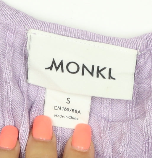 Monki Women Purple V-Neck Ribbed Knit Button Cardigan Size S