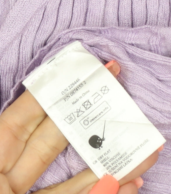 Monki Women Purple V-Neck Ribbed Knit Button Cardigan Size S