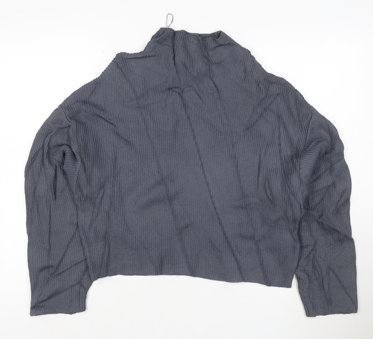 ZARA Women’s Grey High Neck Ribbed Knit Pullover Jumper Size S
