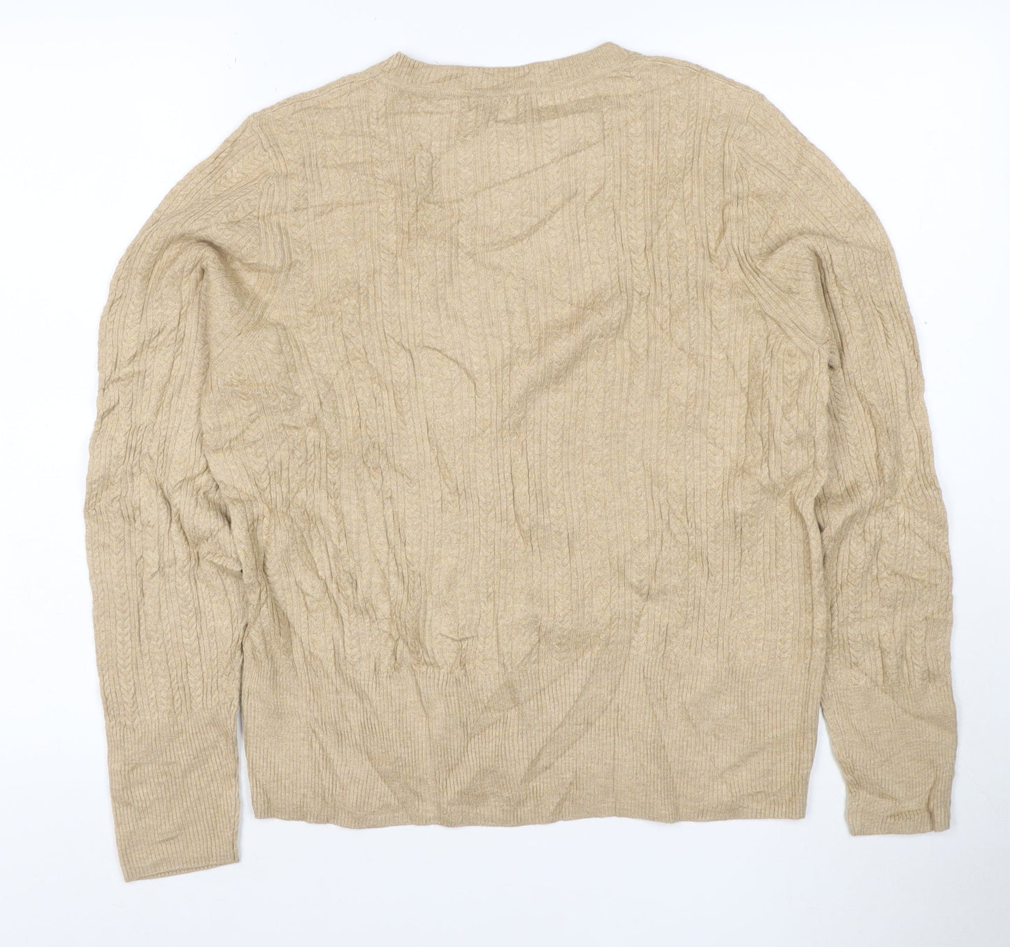 Marks and Spencer Womens Beige Cable-Knit Jumper Size 16