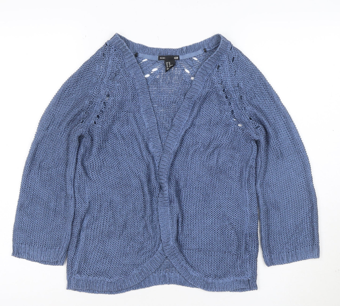 H&M Women Blue Open-Knit V-Neck Cardigan XS
