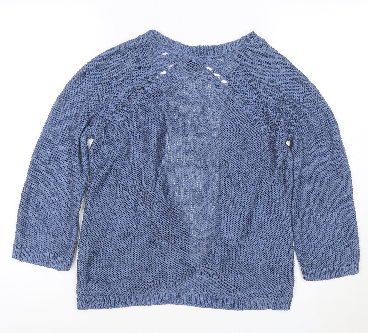 H&M Women Blue Open-Knit V-Neck Cardigan XS