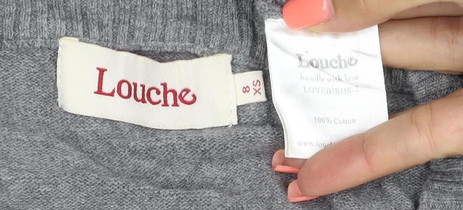 Louche Women's Grey Animal Lovebirds Knit Jumper XS