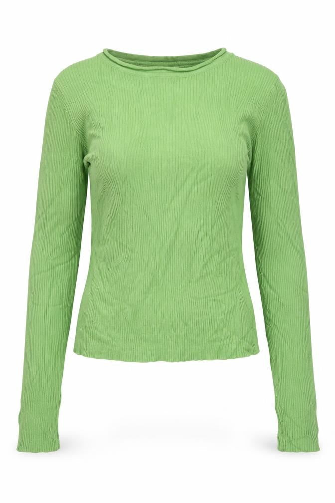Pull&Bear Women Green Slim Fit Ribbed Knit Long Sleeve Jumper Size S